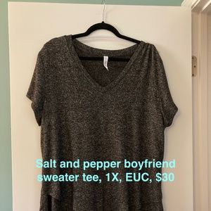 Latched Mama salt and pepper boyfriend sweater nursing tee, 1X EUC